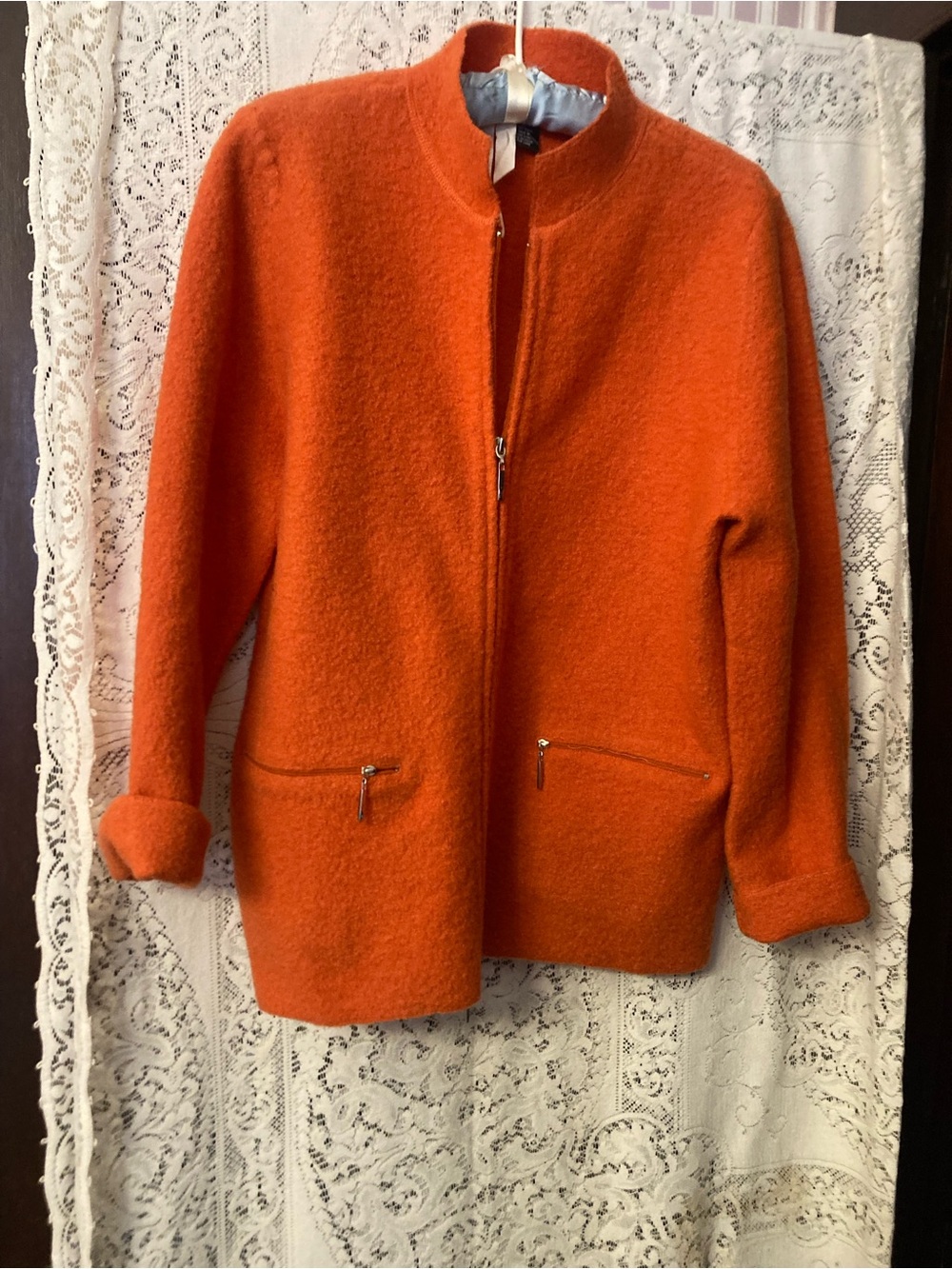 ALEXANDRA BARTLETT vibrant Orange 💯 Percent Wool Jacket (L)